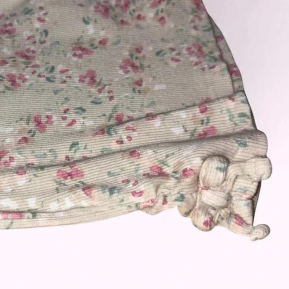OshKosh B'gosh Cream Ribbed Short-Sleeve Top with Pink Floral Print